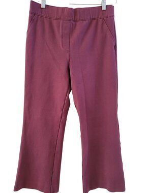Spanx Ponte Knit Kick Flare Pants L Burgundy Pull On Stretch Work Travel Cropped